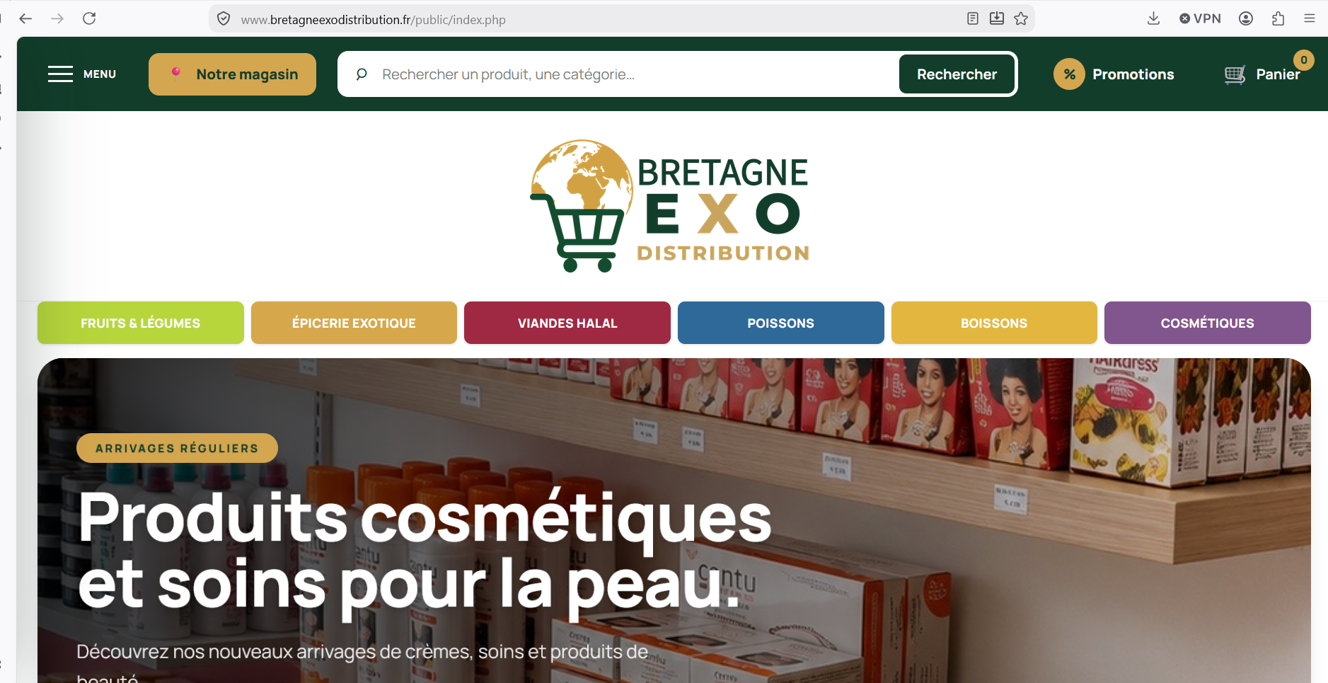 Aperçu ordinateur du projet Bretagne Exo Distribution