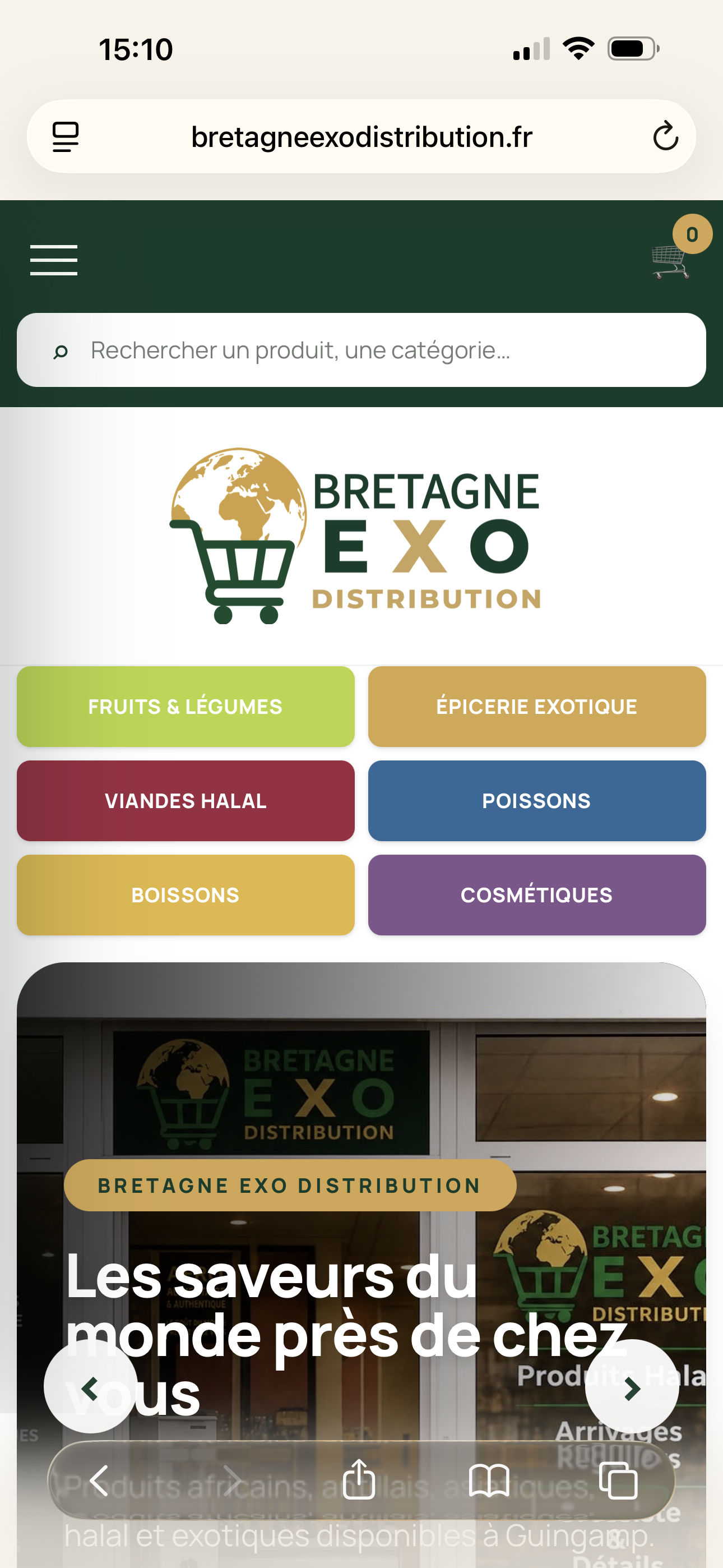 Aperçu mobile du projet Bretagne Exo Distribution